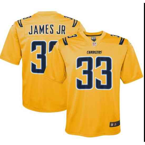 Men Chargers 33 James Jr yellow jersey